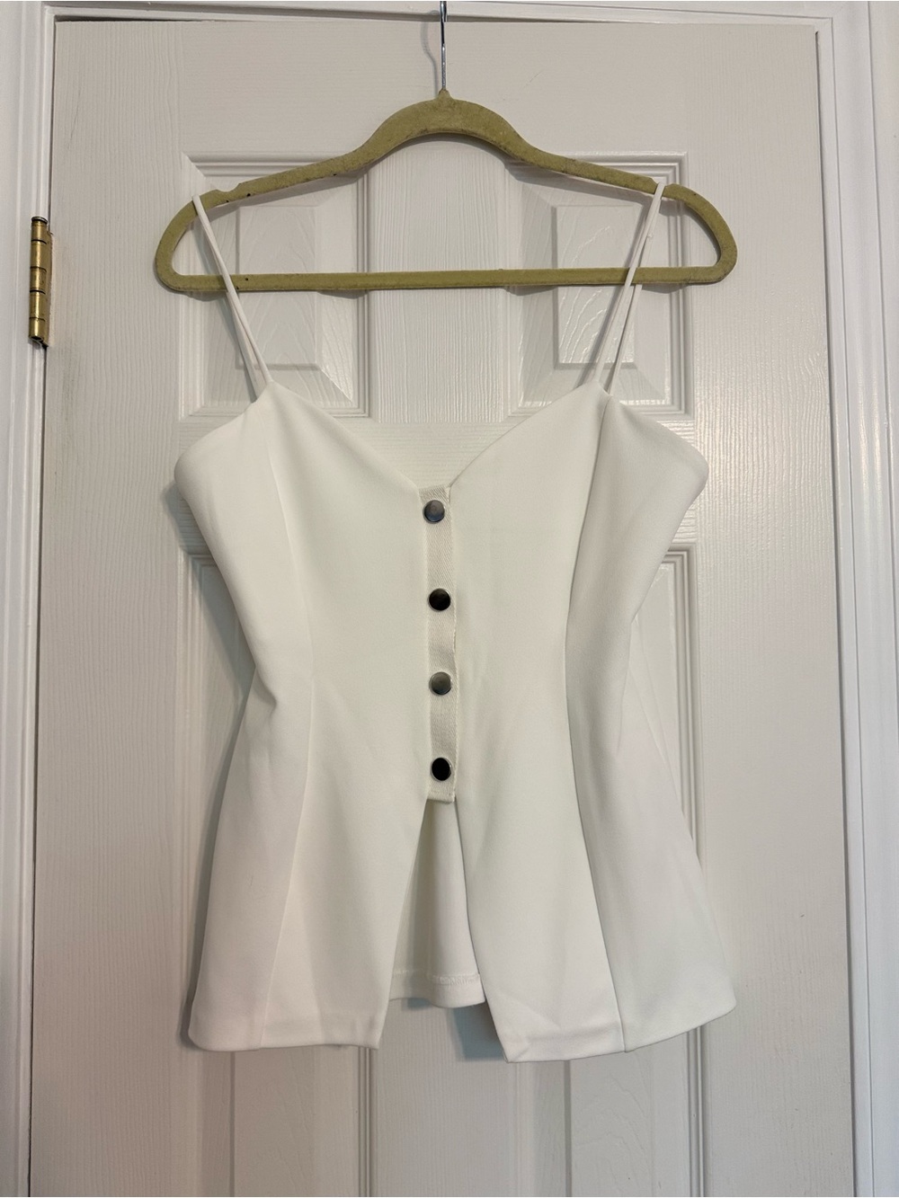 Zara White Spaghetti-Strap Button-Front Cami, NWT